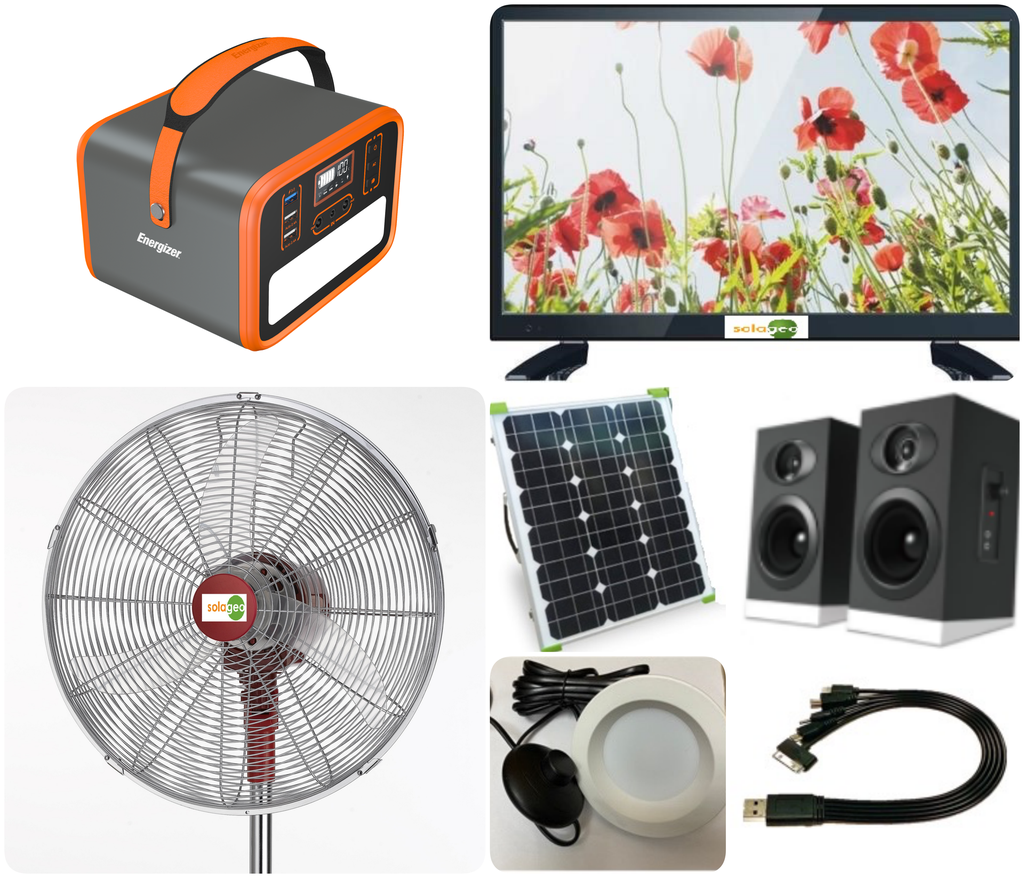 HOME COMFORTS 160W Solar TV &amp; Fan Kit